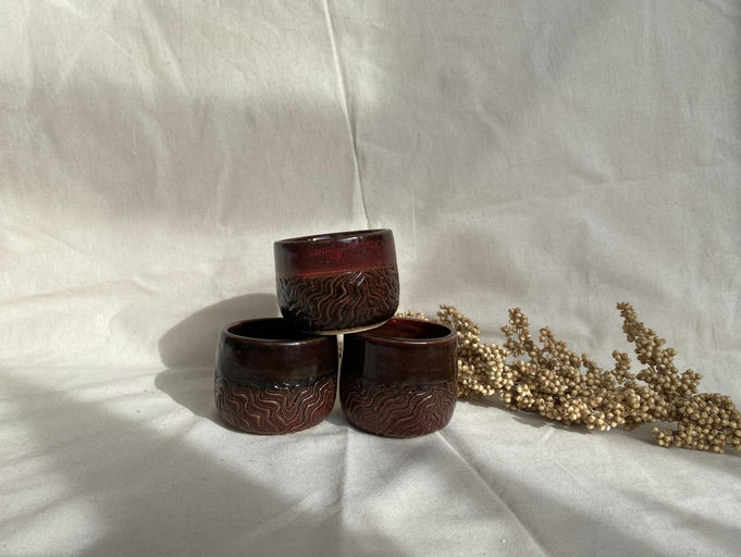 Hand Carved Ceramic Cortado Cup (125ml, 4oz)