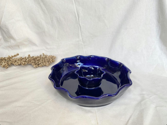 Handmade Stoneware Chip and Dip Bowl